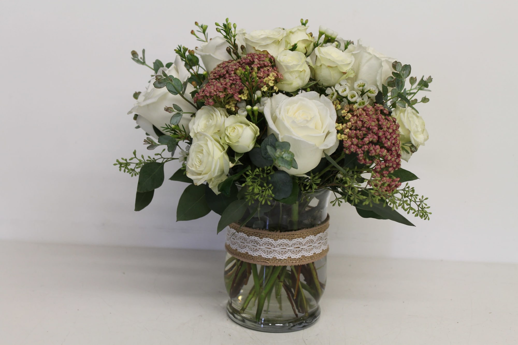 9083 — roses arrangement, hand-composed in The Flower Lover atelier in Huntington Beach