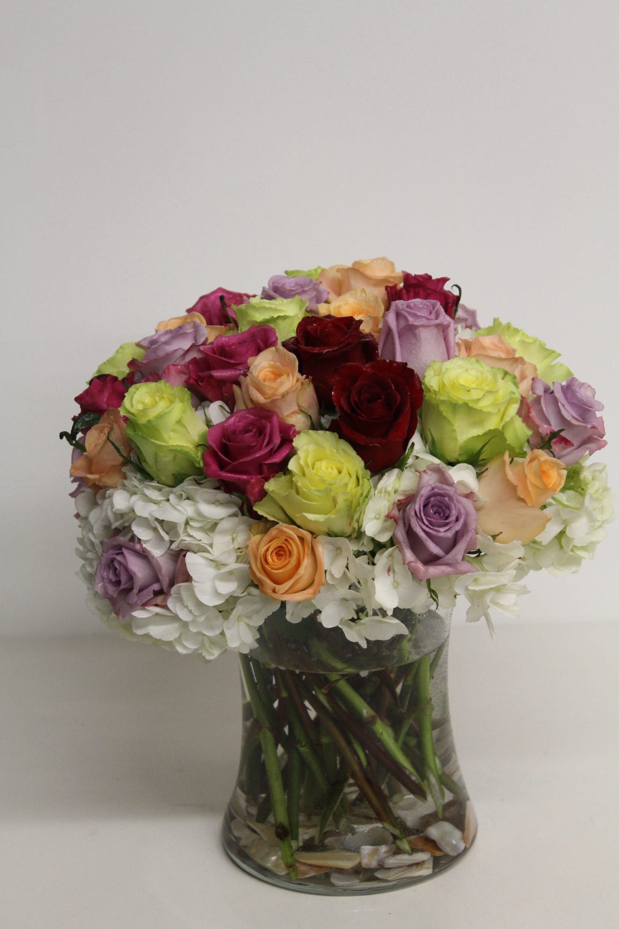 Only One Pair among Many — hydrangeas arrangement, hand-composed in The Flower Lover atelier in Huntington Beach