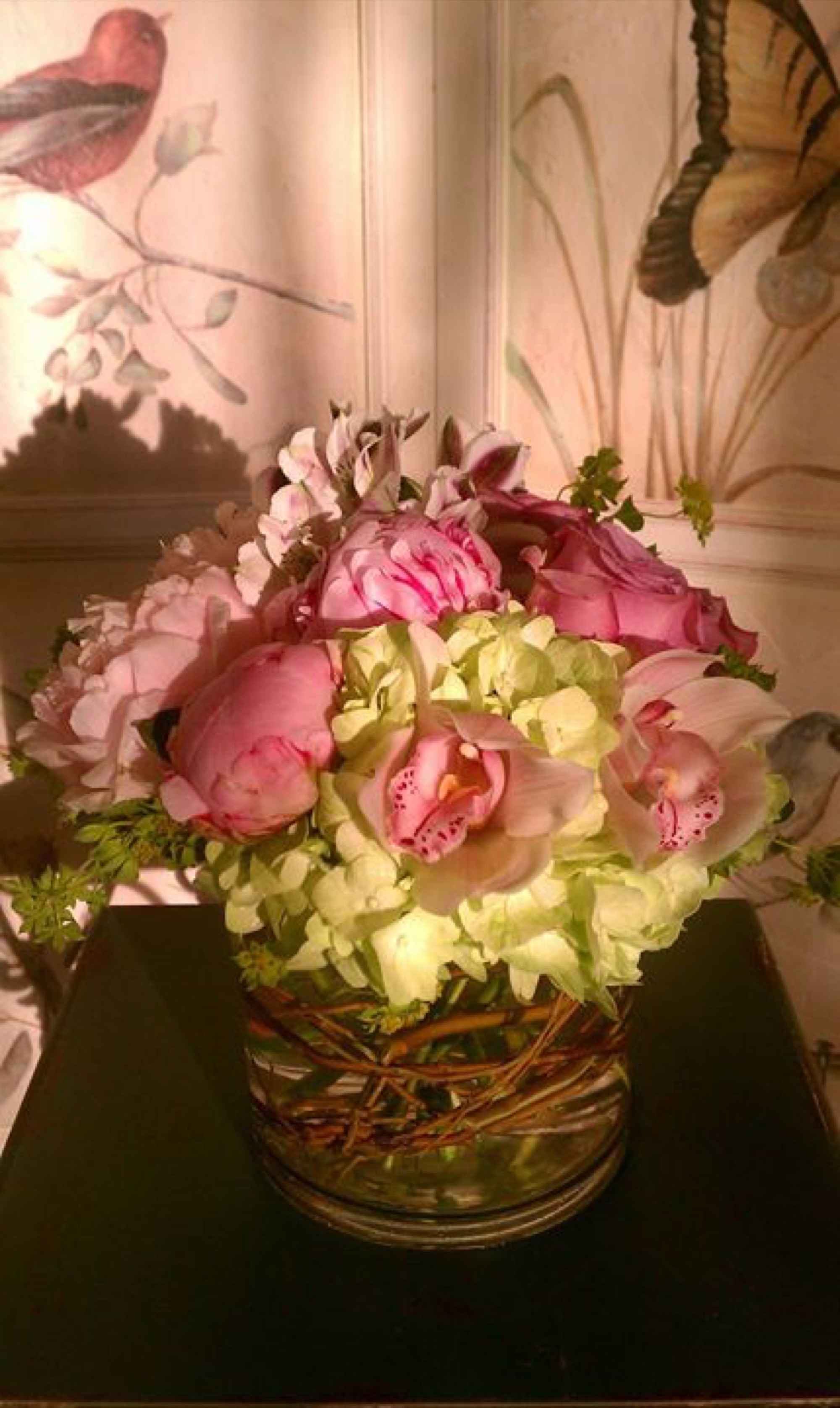 Peony Lover — pink peonies with green hydrangeas, hand-composed in The Flower Lover atelier in Huntington Beach by an internationally-awarded floral designer