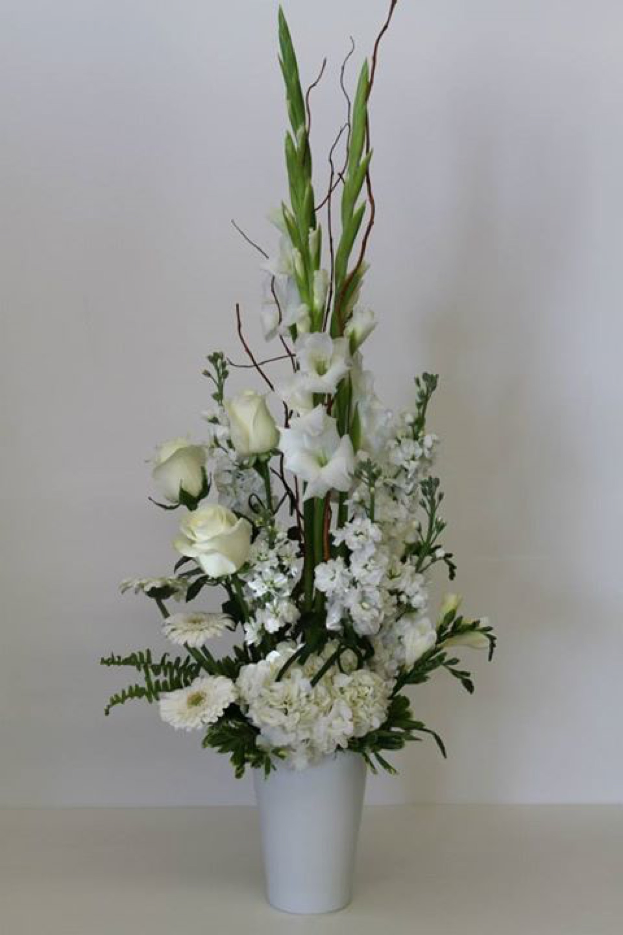 Remembrance — hydrangeas arrangement, hand-composed in The Flower Lover atelier in Huntington Beach